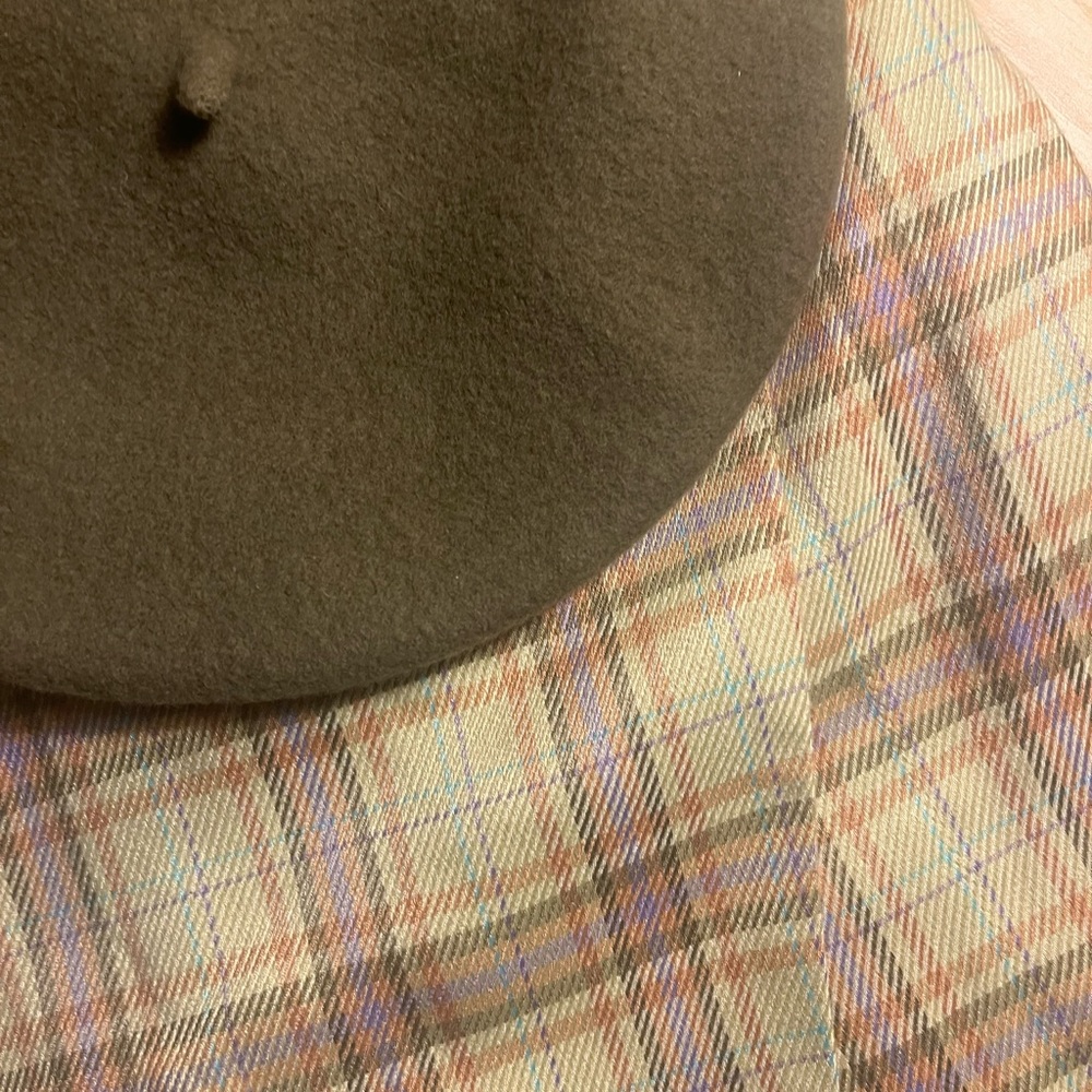 Olive beret purchased in San Sebastián, Spain.